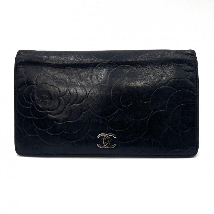 CHANEL（シャネル） カメリア ヴィンテージ 二つ折り長財布 ラムスキン 