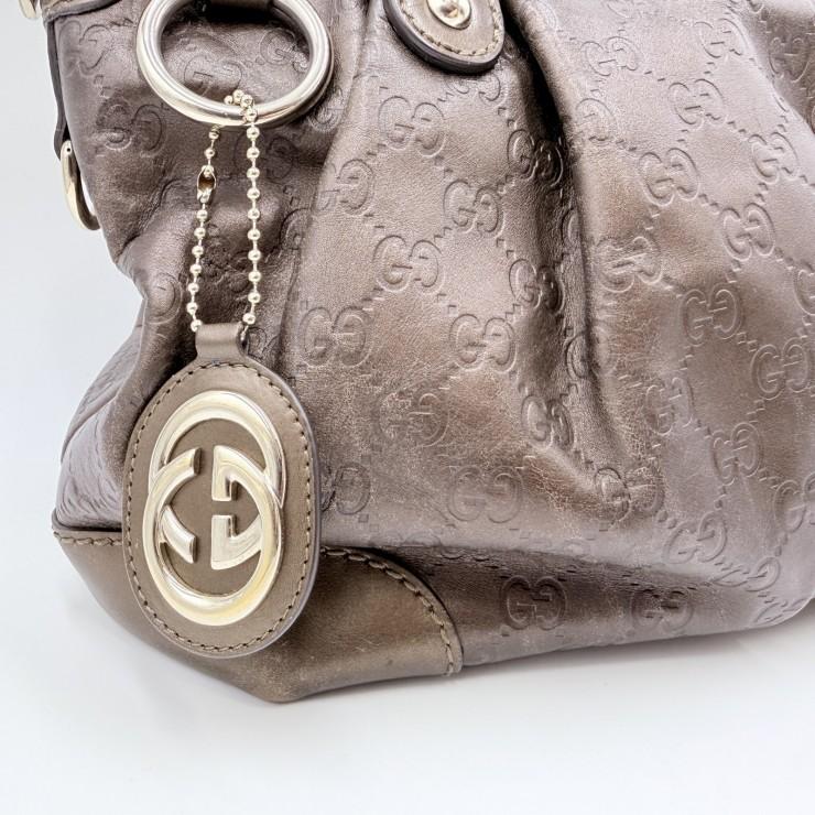 GUCCI（グッチ）スーキー GGエンボス 2WAYハンドバッグ ブロンズ系レザー ゴールドトーン金具 レディース