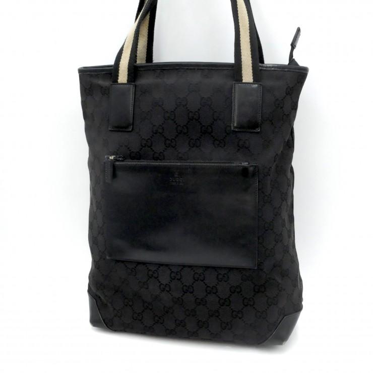 グッチ ヴィンテージ GGキャンバス レザー トートバッグ ブラック 大容量 GUCCI（グッチ） GGキャンバス トートバッグ ブラック GG柄 キャンバス