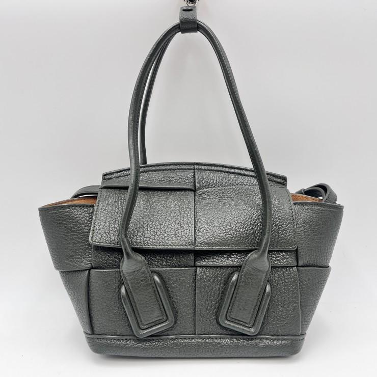 BOTTEGA VENETA（ボッテガヴェネタ）ザ・アルコ ミニ トートバッグ イントレチャート グリーン系 レザー ハンドバッグ レディース【中古】 BOTTEGA VENETA（ボッテガヴェネタ）ザ・アルコ ミニ トートバッグ
