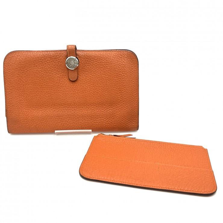 HERMES（エルメス） ドゴンGM 長財布 トゴ オレンジ シルバー金具 