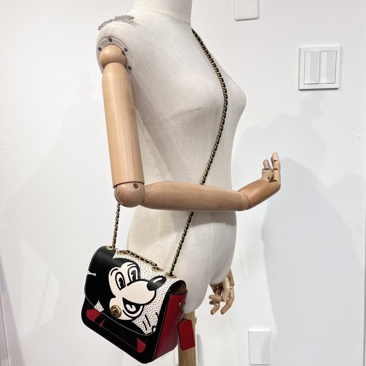 COACH（コーチ）マディソン ショルダーバッグ 19 ミッキーマウス キースヘリング レザー ブラック レッド チェーンショルダーバッグ レディース K2057-4722【中古】 COACH - COACH（コーチ）マディソン ショルダーバッグ 19 ミッキー