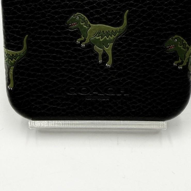 COACH（コーチ） レキシー iPhoneケース ブラック レザー 恐竜プリント