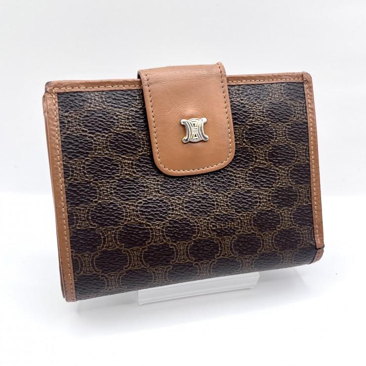 極美品 セリーヌ マカダム 二つ折り財布 トリオンフ金具 レザー ヴィンテージ CELINE（セリーヌ） マカダム柄 トリオンフ ヴィンテージ 二つ折り財布