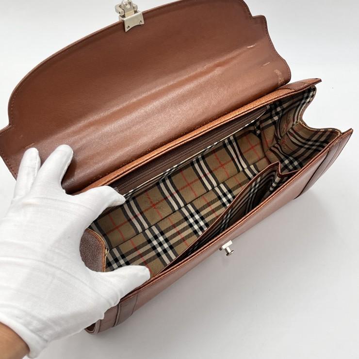 BURBERRY（バーバリー） ヴィンテージ ハンドバッグ ブラウン レザー