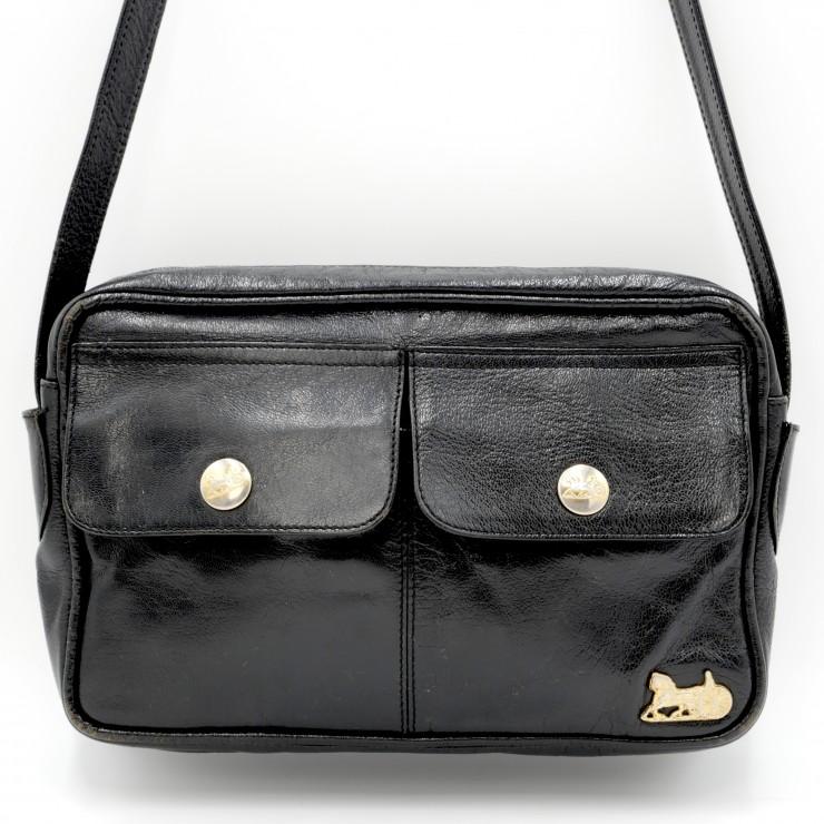 CELINE（セリーヌ） ヴィンテージ 馬車金具 ショルダーバッグ ブラック