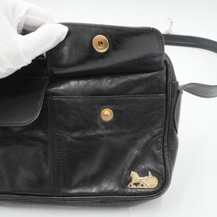 CELINE（セリーヌ） ヴィンテージ 馬車金具 ショルダーバッグ ブラック
