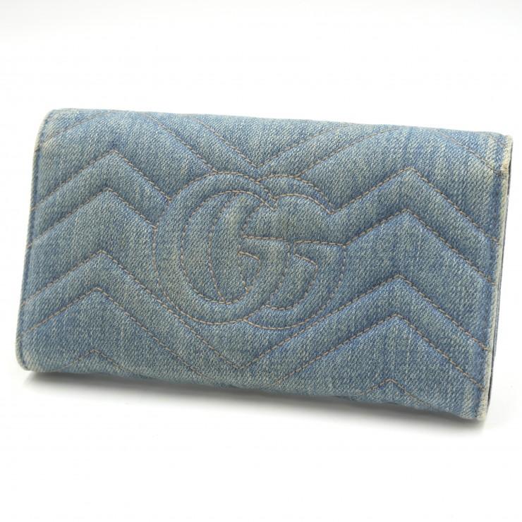GUCCI（グッチ） GGマーモント ヴィンテージ 長財布 デニム ライト