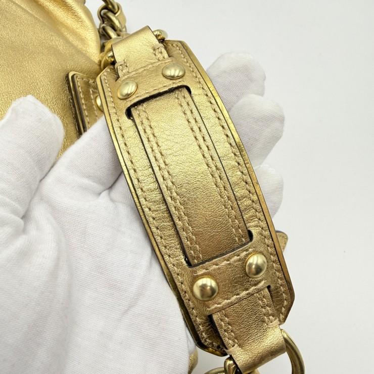 COACH（コーチ） ターンロック レザー チェーンショルダーバッグ