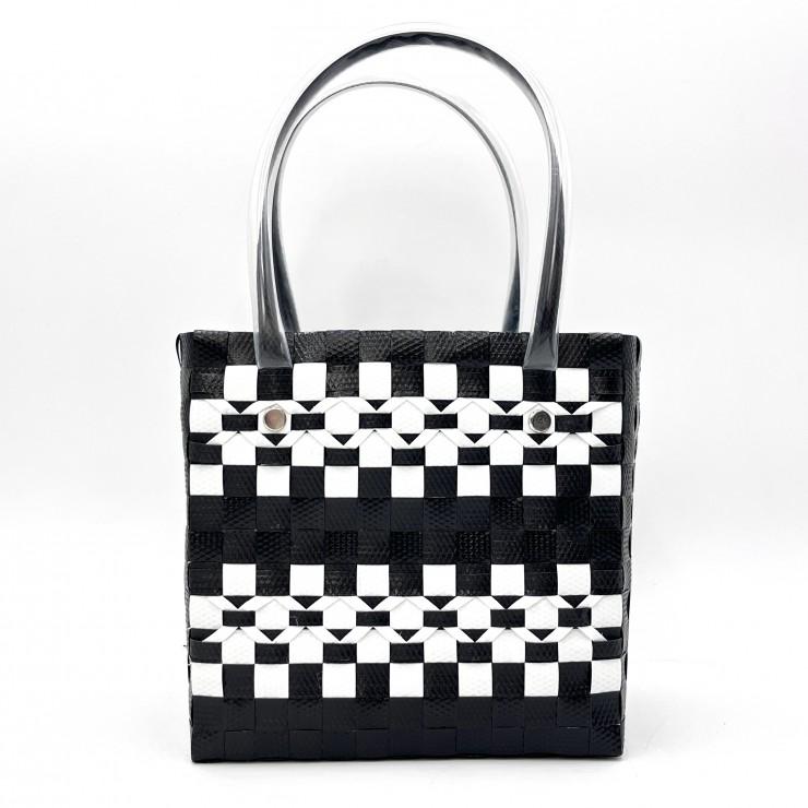 新品未使用★MARNIMARKETマルニマーケットモノトーン白黒チェック MARNI（マルニ） ピクニックバッグ ミニトートバッグ バスケットバッグ
