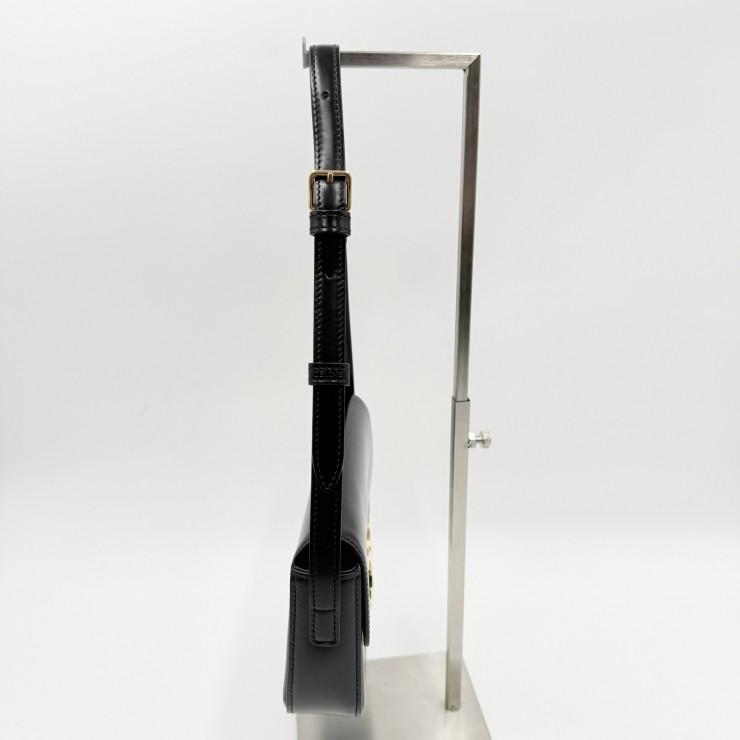 CELINE（セリーヌ）トリオンフ ショルダーバッグ ブラック レザー ゴールド金具 レディース フラップバッグ ヴィンテージ【中古】_13