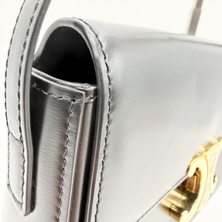 CELINE（セリーヌ）トリオンフ ショルダーバッグ ブラック レザー ゴールド金具 レディース フラップバッグ ヴィンテージ【中古】_4