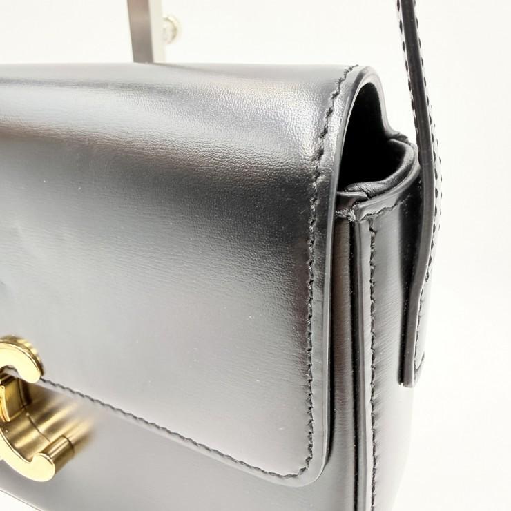 CELINE（セリーヌ）トリオンフ ショルダーバッグ ブラック レザー ゴールド金具 レディース フラップバッグ ヴィンテージ【中古】_6