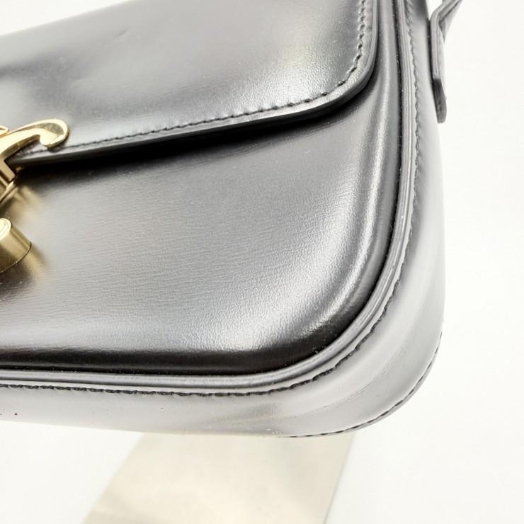 CELINE（セリーヌ）トリオンフ ショルダーバッグ ブラック レザー ゴールド金具 レディース フラップバッグ ヴィンテージ【中古】_7