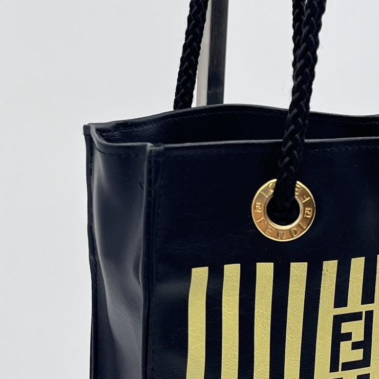 FENDI（フェンディ） Fazzuolo ミニハンドバッグ レザー 黒 ゴールド