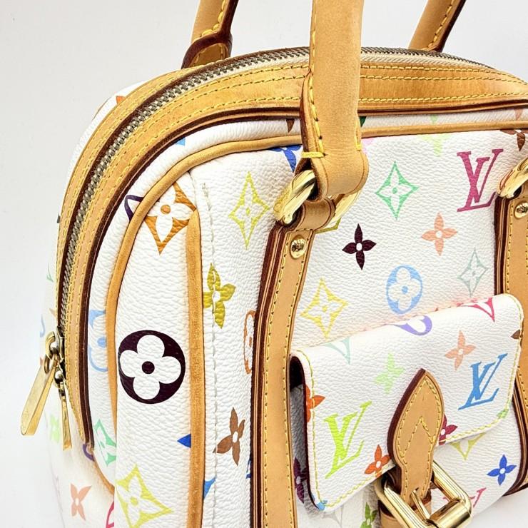 LOUIS VUITTON（ルイ・ヴィトン）プリシラ ヴィンテージ ハンドバッグ マルチカラー ホワイト レザー ゴールドトーン金具 レディース_4