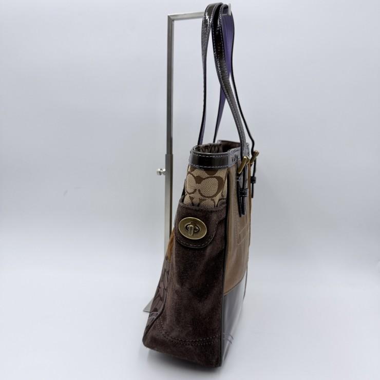 COACH（コーチ） シグネチャー パッチワーク トートバッグ ブラウン系