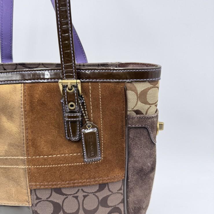 COACH（コーチ） シグネチャー パッチワーク トートバッグ ブラウン系