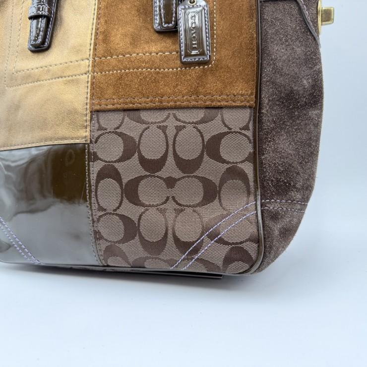 COACH（コーチ） シグネチャー パッチワーク トートバッグ ブラウン系