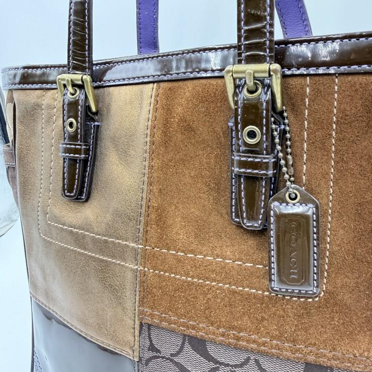 COACH（コーチ） シグネチャー パッチワーク トートバッグ ブラウン系