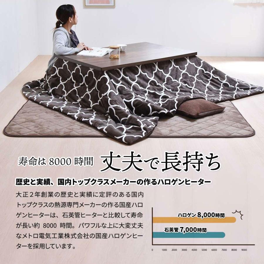こたつテーブル こたつ布団 セット 長方形 120×80cm 継足 高さ変更