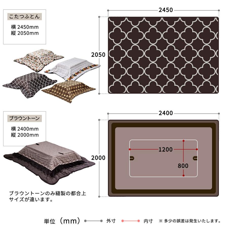 こたつテーブル こたつ布団 セット 長方形 120×80cm 継足 高さ変更