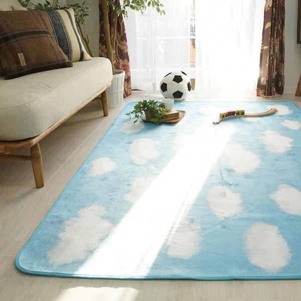 キッズ ラグ カーペット ラグマット おしゃれ 長方形 2畳用 子ども用 ベイビー 知育 リビング かわいい 青空 雲 イラスト 130cm 190cm Gls Reech Online 通販 Yahoo ショッピング