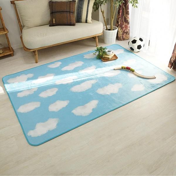 キッズ ラグ カーペット ラグマット おしゃれ 長方形 2畳用 子ども用 ベイビー 知育 リビング かわいい 青空 雲 イラスト 130cm 190cm Gls Reech Online 通販 Yahoo ショッピング
