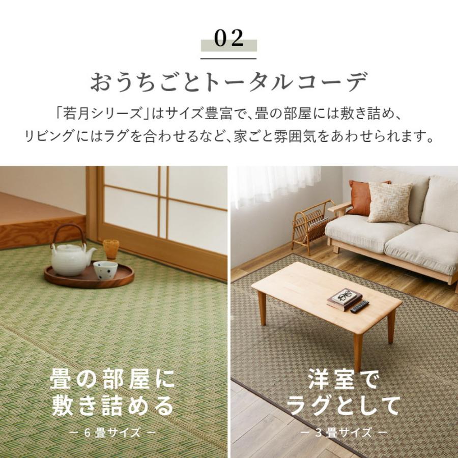 い草 カーペット ラグ 敷きつめ 261×352 cm 江戸間 6帖 フローリング 床 傷防止 保護 消臭 調湿 茣蓙 ゴザ 天然 ナチュラル 和モダン 洋室 和室 裏地付_7