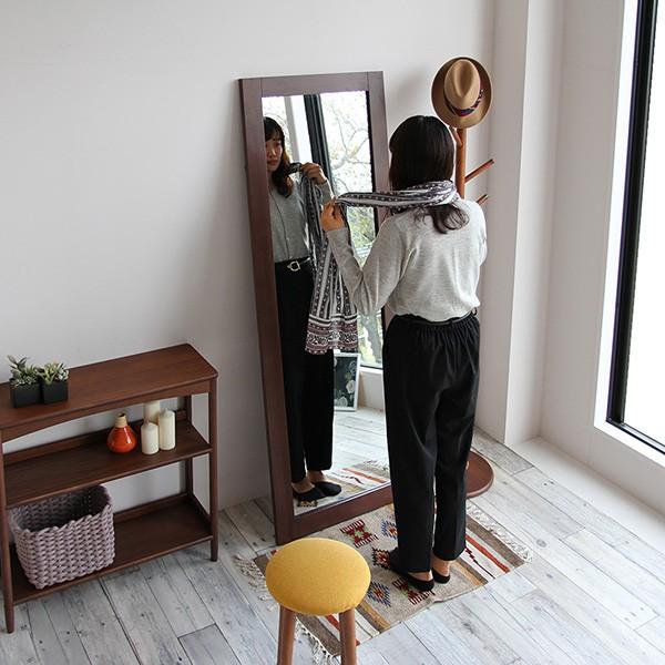 スタンドミラー 姿見 姿鏡 大型 全身鏡 シンプル ウォールナット