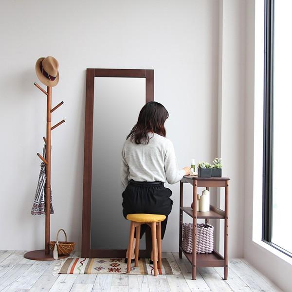 スタンドミラー 姿見 姿鏡 大型 全身鏡 シンプル ウォールナット