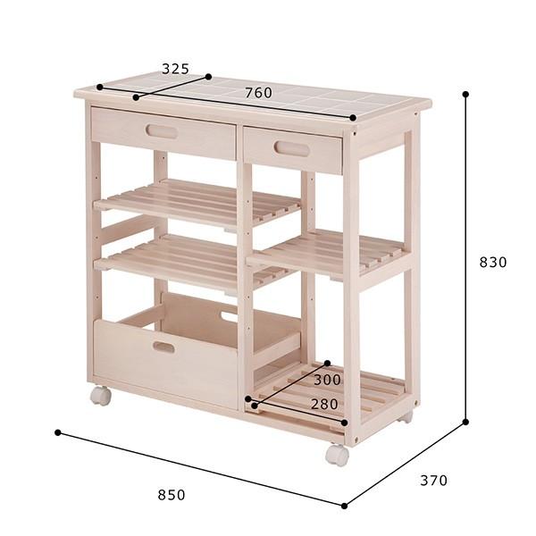 キッチンワゴン キッチン収納 作業台 タイルトップ タイル 天板 天然木 ナチュラル 北欧 カントリー おしゃれ シンプル 引出し付き ワイドタイプ｜reech｜02
