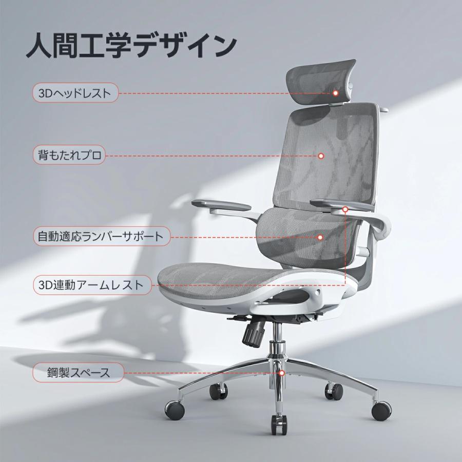オフィスチェア 腰痛 デスクチェア pcチェア ワークチェア パソコンチェア 高機能チェア SIHOO M59AS リクライニング アームレスト ヘッドレスト_6