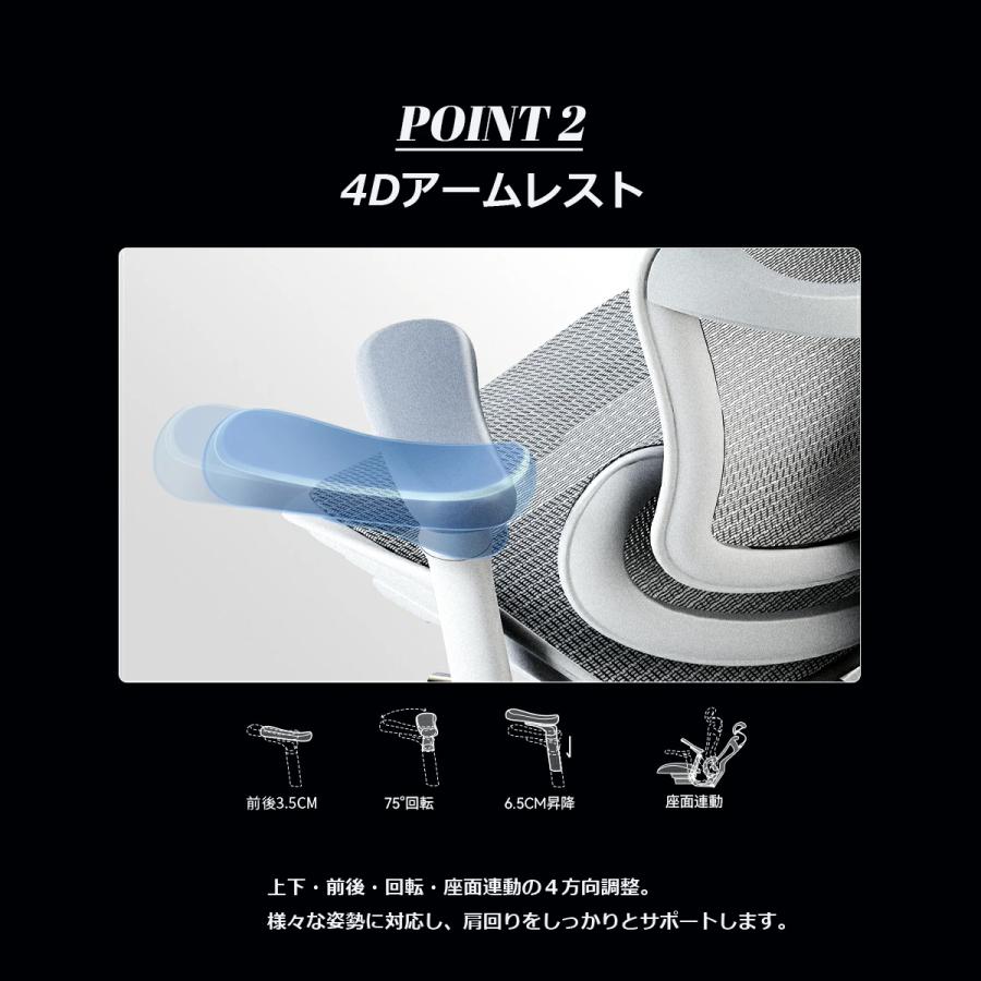 オフィスチェア 腰痛 デスクチェア pcチェア ワークチェア パソコンチェア 高機能チェア SIHOO Doro C300 リクライニング アームレスト ヘッドレスト_9