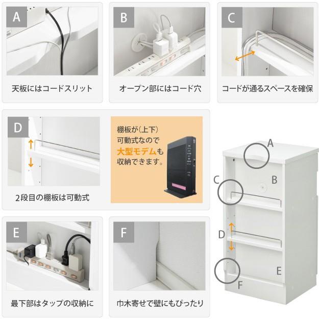 キャビネット 電話台 FAX台 リビング収納 ルーター収納 北欧 配線収納