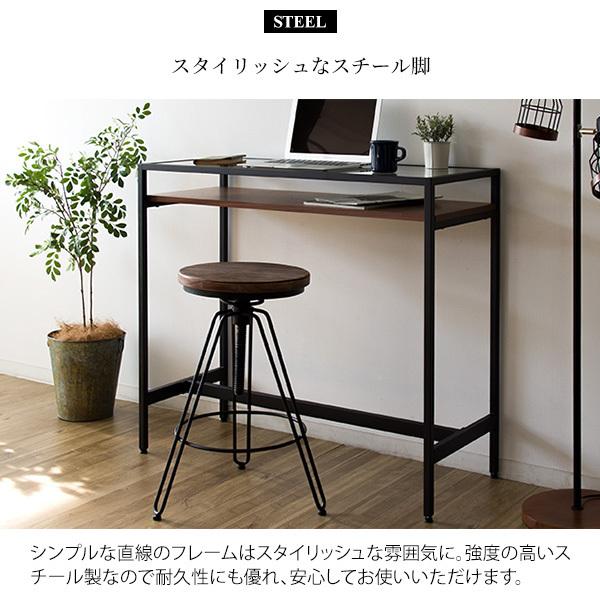 カウンターテーブル ハイテーブル 机 作業台 ガラストップ 天板ガラス