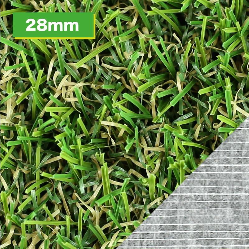 人工芝 リアル 芝 1m×10m 28mm 高機能 どこでも設置可能 ヘタリにくい 変色しにくい 簡単施工 DIY メンテナンスフリー 雑草対策 透水性 防草シート不要の画像