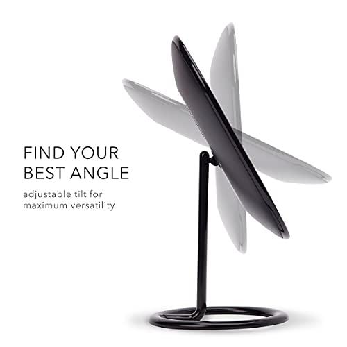 Fancii LEDライトバニティメイクアップミラー、充電式 - 3薄暗い光設定付きのコードレス照明化粧品ミラー、デュアル拡大 - ヴェラ オブシディアン LEDライトバニティメイクアップミラー 充電式 3薄暗い光設定付きのコードレス照明化粧品ミラー デュアル拡大 ヴェラ ×