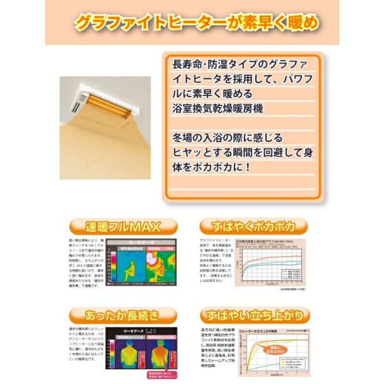 高須産業 浴室換気乾燥暖房機 BF-261RGA 天井用 ヒートショック 浴室暖房 浴室乾燥 浴室暖房乾燥 グラファイトヒーター 取付工事費込5年保証+ランドリーパイプ付
