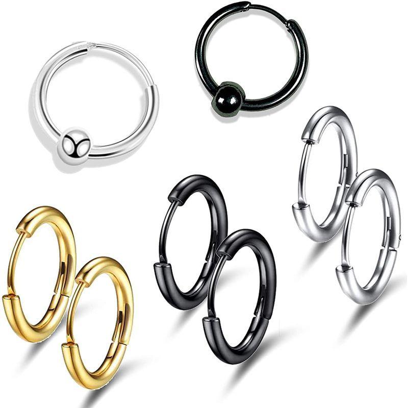 安心の定価販売】 カット入ステンレスフープピアスリングメンズレディース9mm小ぶりシルバーA168 カット入ステンレスフープピアスリングメンズレディース9mm小ぶりブラックA168