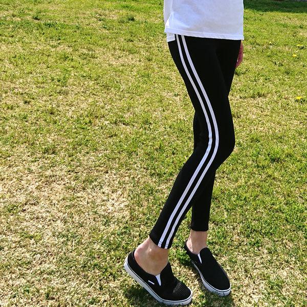 レギンス レディース サイドライン ストレッチ 定番の人気シリーズpoint ポイント 入荷 リブ パンツ ダンス ヨガ スポーツ 送料無料 スパッツ トレーニング