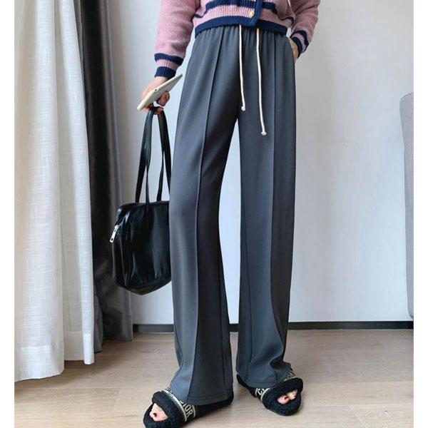 ロングパンツ レディース スラックス センタープレス ストレートパンツ ボトムス ウエストゴム 送料無料 |  | 02