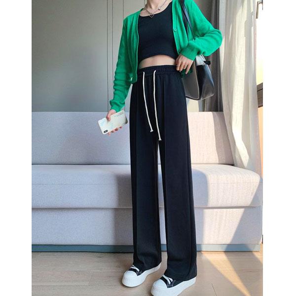 ロングパンツ レディース スラックス センタープレス ストレートパンツ ボトムス ウエストゴム 送料無料 |  | 01