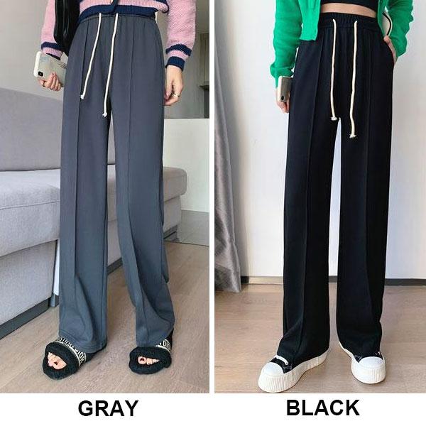 ロングパンツ レディース スラックス センタープレス ストレートパンツ ボトムス ウエストゴム 送料無料 |  | 06