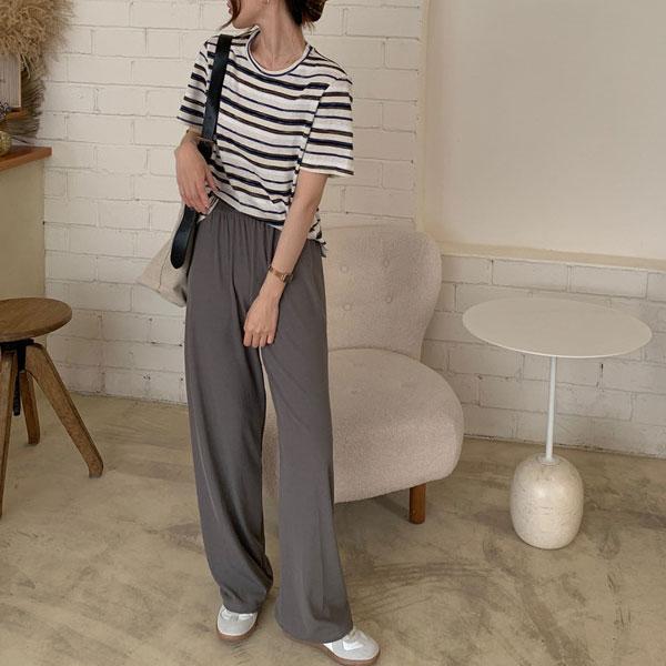 ワイドパンツ 夏パンツ カラーパンツ レディース パンツ リブパンツ ボトム ウエストゴム 送料無料 |  | 18