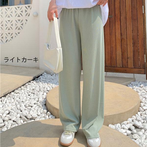 ワイドパンツ 夏パンツ カラーパンツ レディース パンツ リブパンツ ボトム ウエストゴム 送料無料 |  | 08