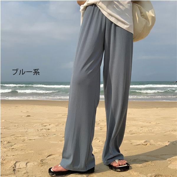 ワイドパンツ 夏パンツ カラーパンツ レディース パンツ リブパンツ ボトム ウエストゴム 送料無料 |  | 11