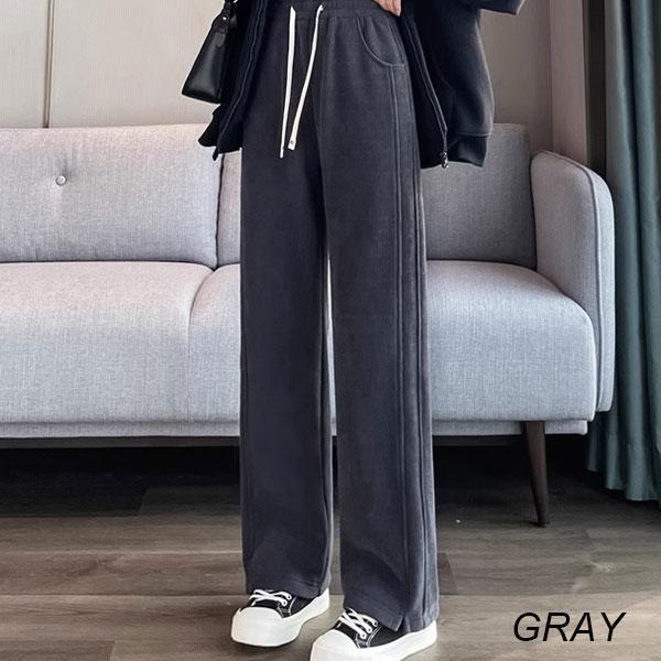 【期間限定スペシャルプライス】裏起毛 コーデュロイパンツ ロングパンツ ワイドパンツ レディース パンツ ウエストゴム あったかい 防寒 送料無料 |  | 06
