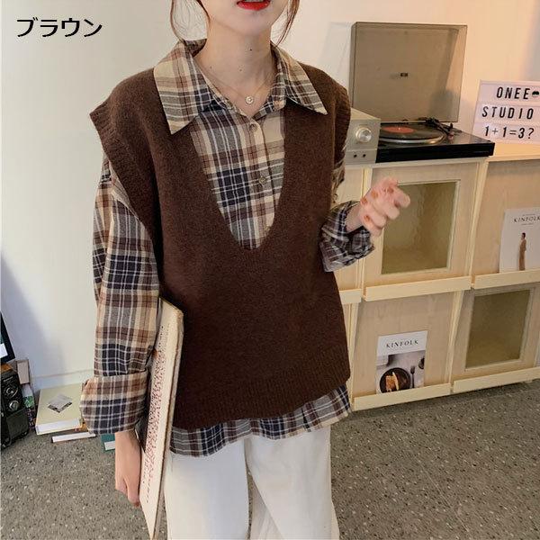 ニット ベスト レディース セータートップス レイヤード Vネック ノースリーブ あったか ゆったり 送料無料 春コーデ 秋コーデ |  | 01