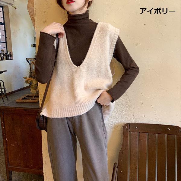 ニット ベスト レディース セータートップス レイヤード Vネック ノースリーブ あったか ゆったり 送料無料 春コーデ 秋コーデ |  | 02